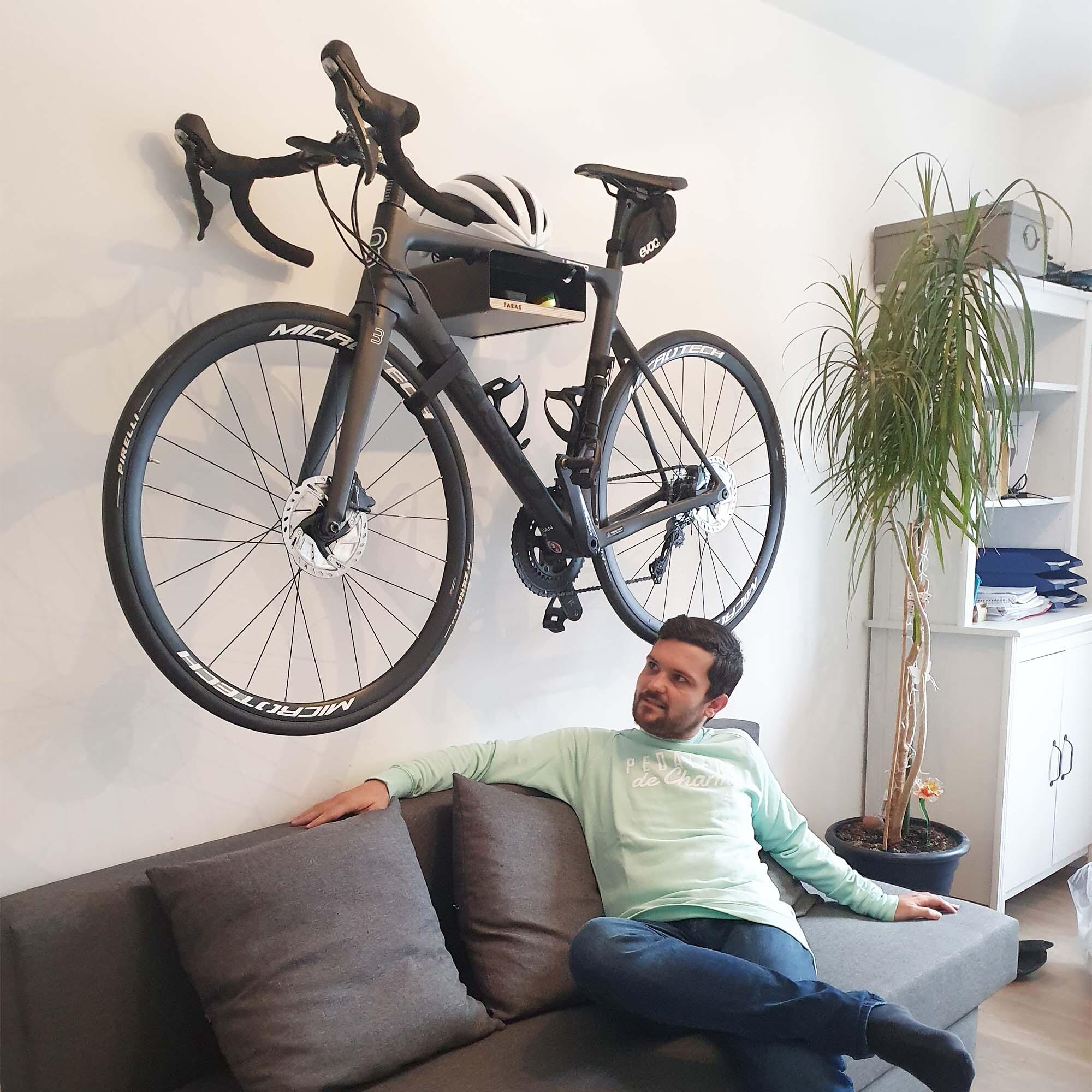 Support mural pour velo bois et aluminium etagere blanc S RACK PARAX Decathlon