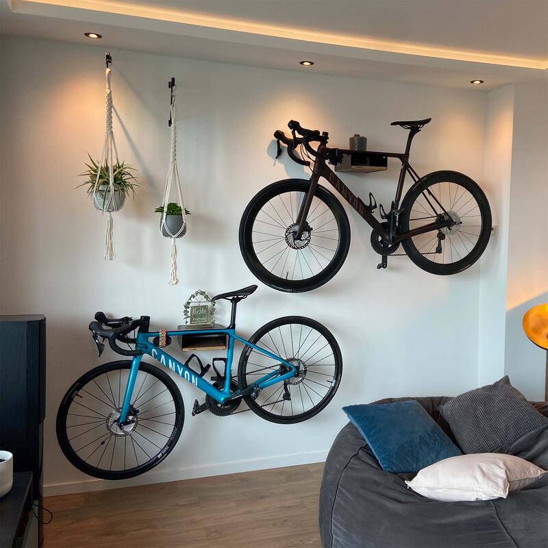 Soporte de pared para bicicletas - Madera y aluminio - Estante - Blanco - S-RACK