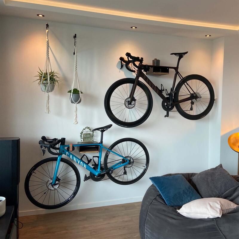 Supporto da parete per bici - legno e alluminio - scaffale