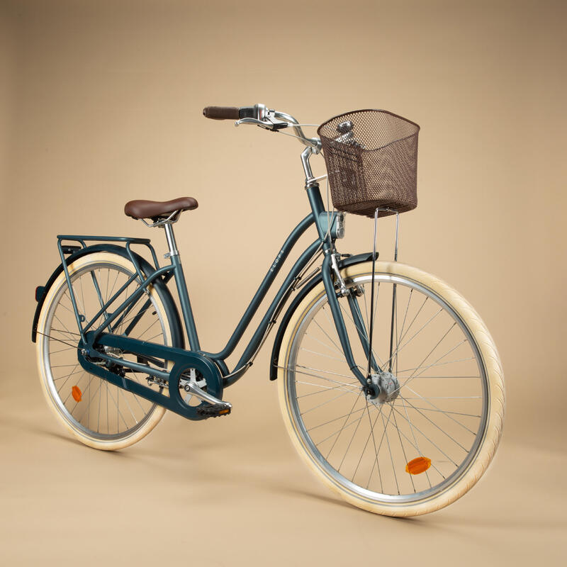 Segunda vida - Bicicleta urbana cuadro bajo Elops 540 azul petróleo - EXCELENTE