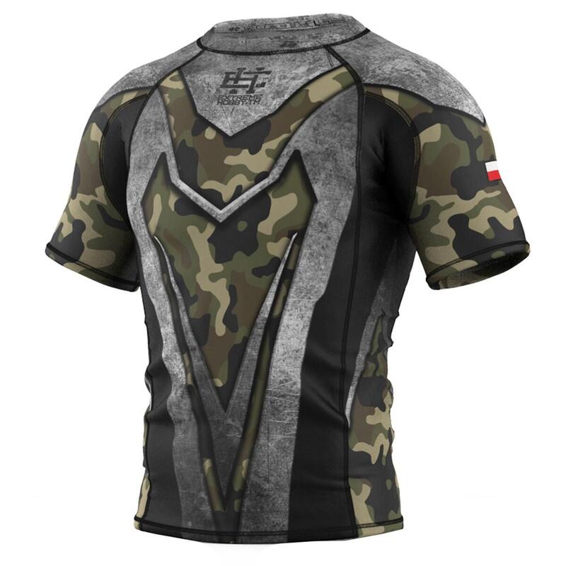 Rashguard  męski z krótkim rekawem na siłownię Extreme Hobby MILITARY