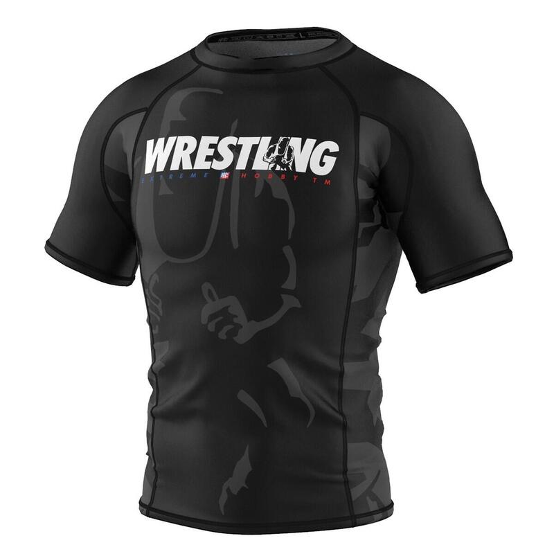 Rashguard  męski z krótkim rekawem na siłownię Extreme Hobby BOLD WRESTLING