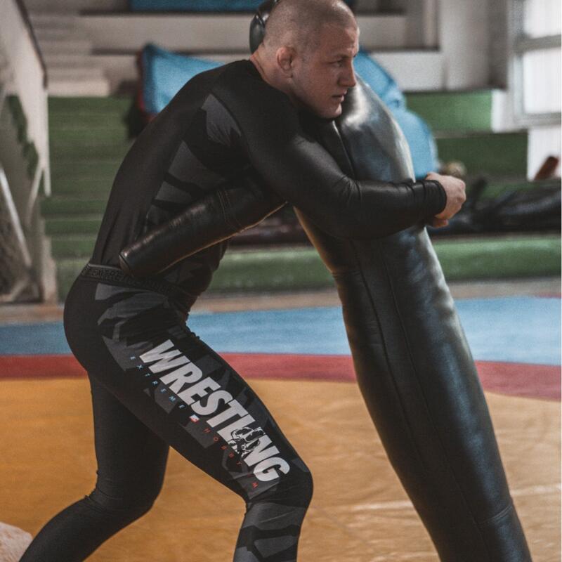 Legginsy sportowe męskie do MMA EXTREME HOBBY  BOLD WRESTLING