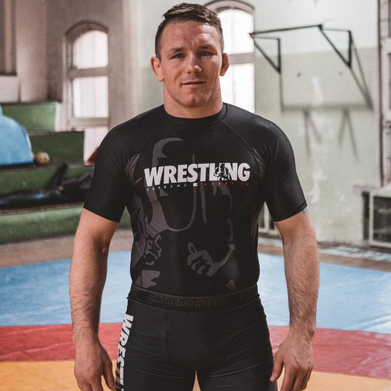 Rashguard  męski z krótkim rekawem na siłownię Extreme Hobby BOLD WRESTLING