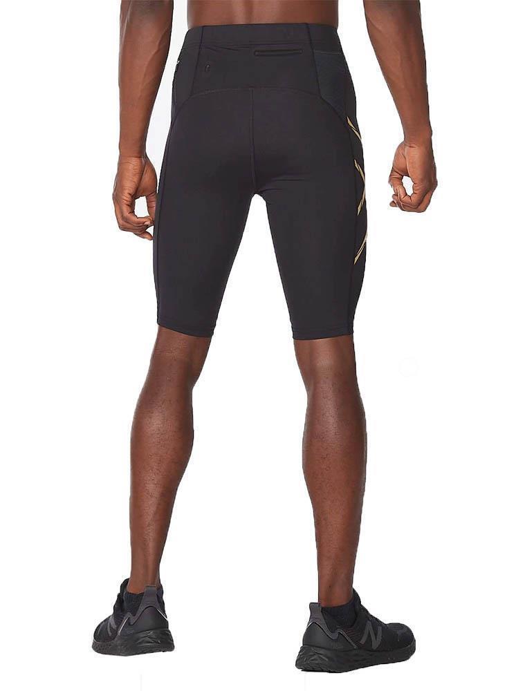 2XU Men's Light Speed Compression Shorts, Black/Gold, XL 2/5