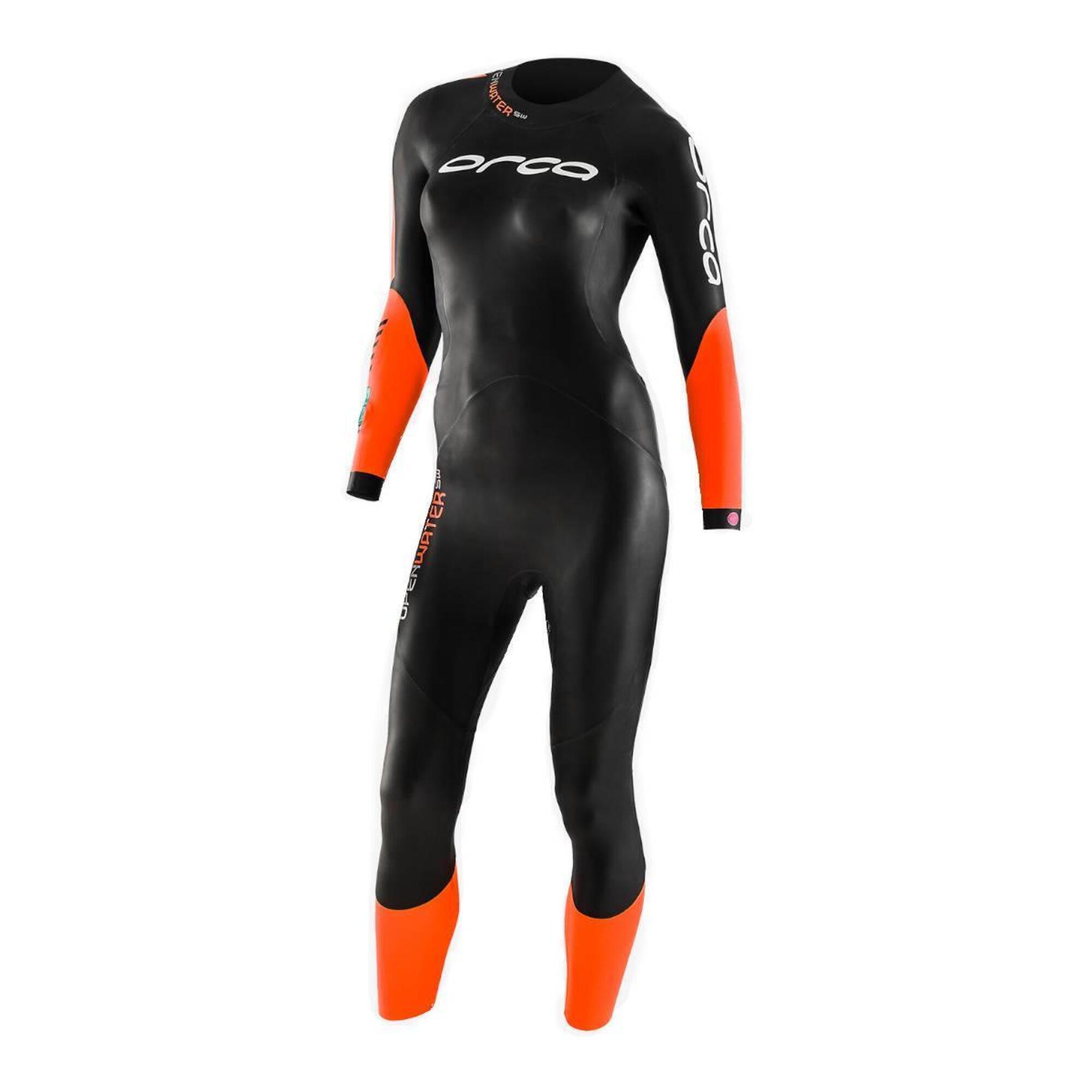 Orca Women's Openwater Smart Wetsuit - Black/ Orange - Size XS 1/3
