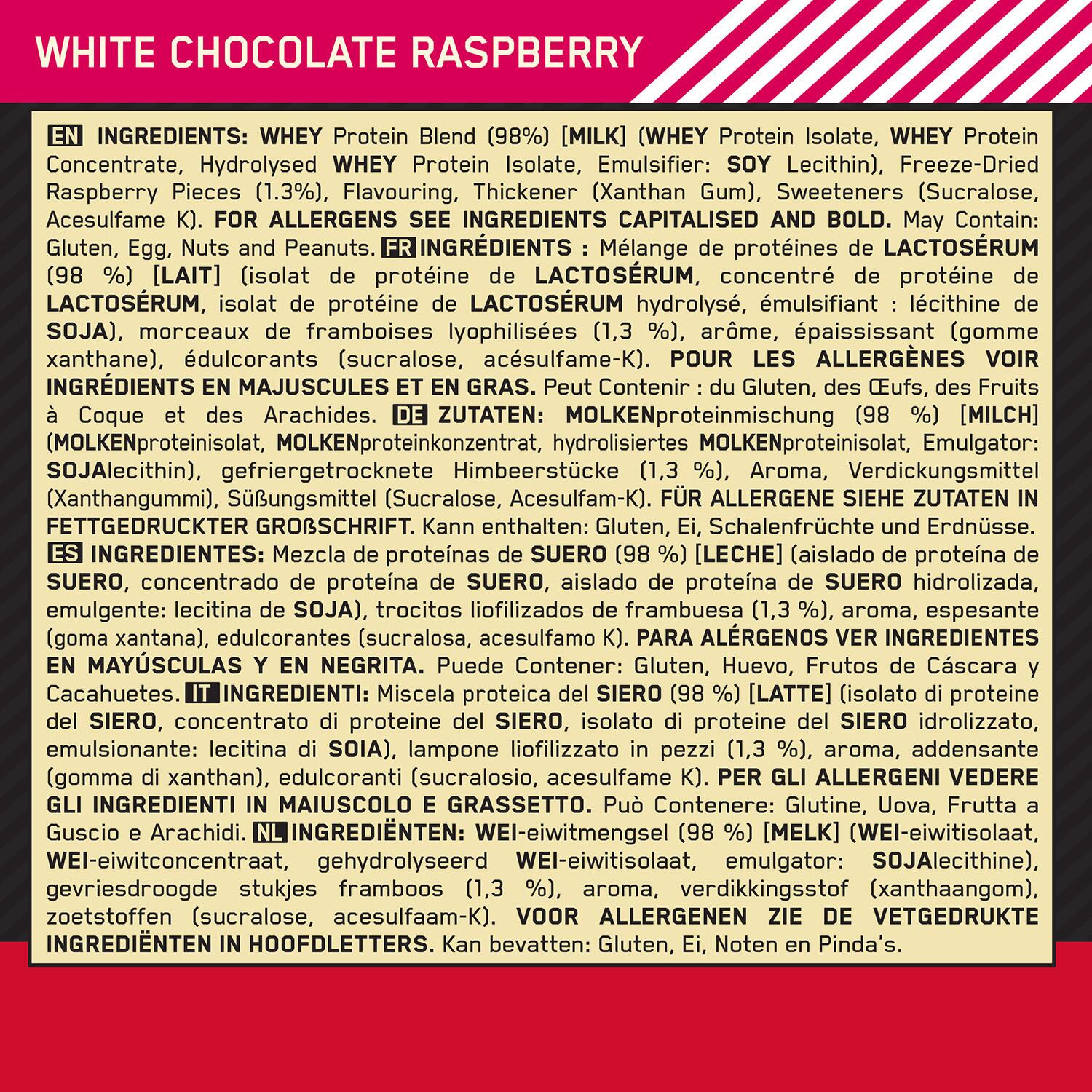 Siero di latte isolato - Gold Standard 100% Whey - Lampone al Cioccolato Bianco 4/6