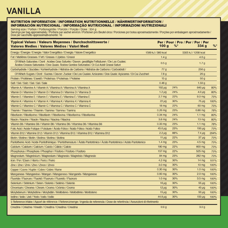 Serious Mass - Weight Gainer - Vanille - 16 Doseringen (5.45 kg)