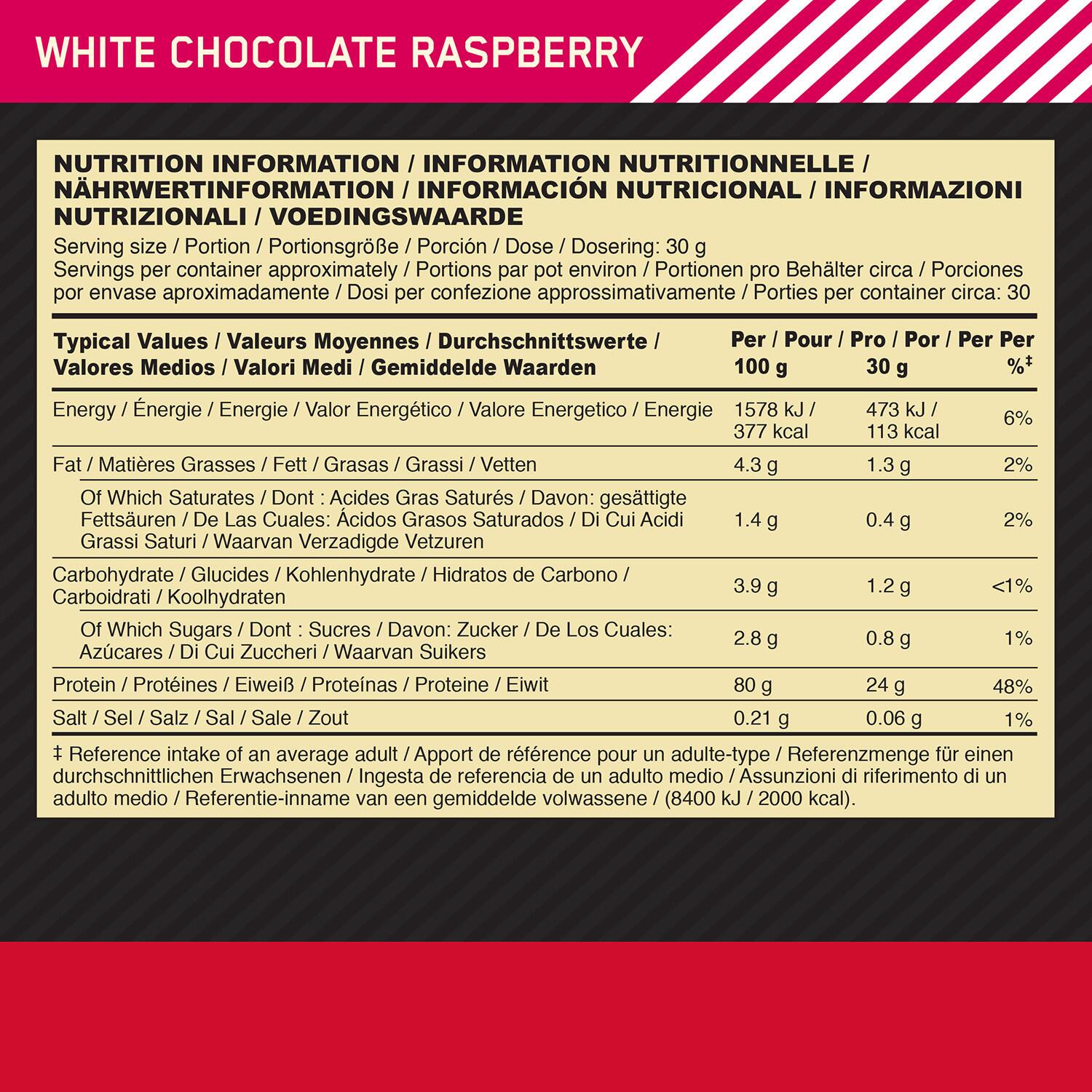 Siero di latte isolato - Gold Standard 100% Whey - Lampone al Cioccolato Bianco 5/6