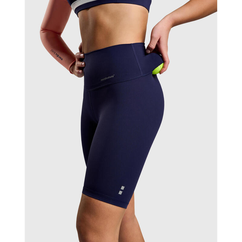 Smart Legging Short de Tennis/Padel avec Poche à Balle Femme Marine Bleu