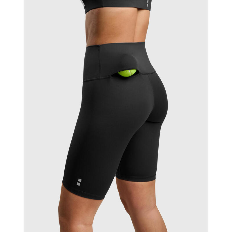 Smart Legging Short de Tennis/Padel avec Poche à Balle Femme - Noir