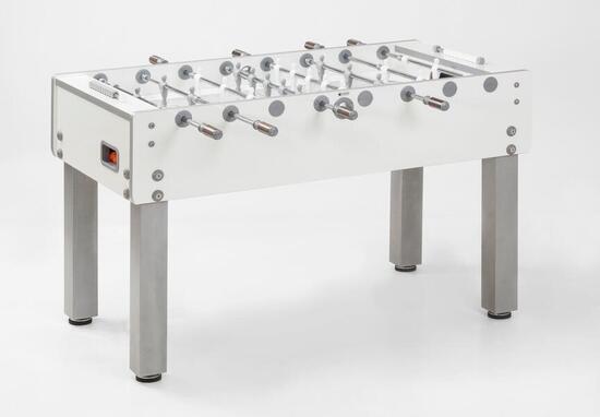 Calciobalilla G500 PURE WHITE Garlando piano gioco vetro