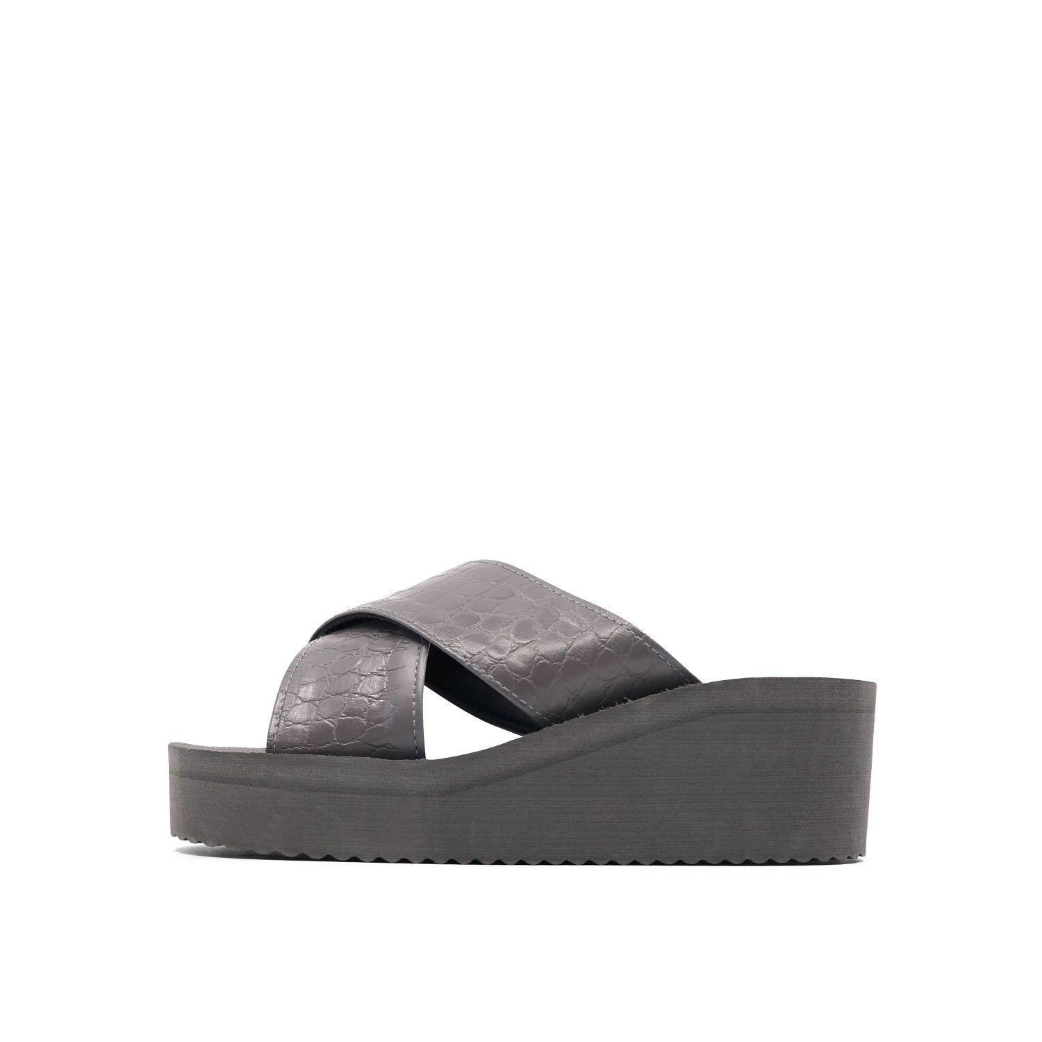Damen Sandale wedge*cross croco Steel 2/4