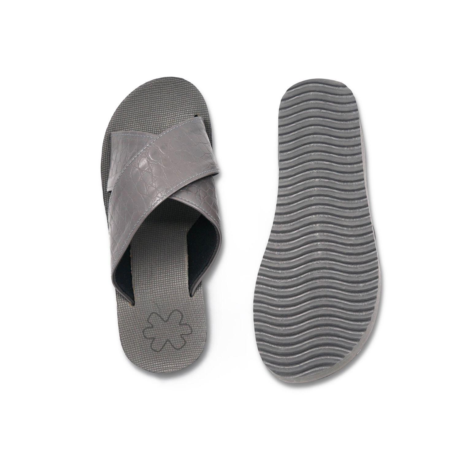 Damen Sandale wedge*cross croco Steel 3/4