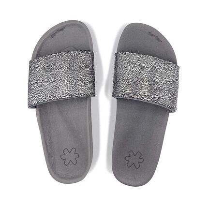 Damen Sandale pool metallic cracked SCHWARZ