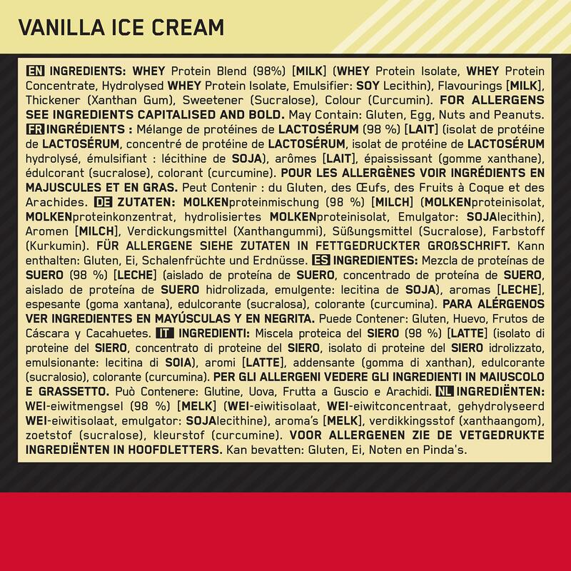GOLD STANDARD 100% WHEY PROTEIN - Vanilla Ice Cream 4,53 kg (146 scoops)