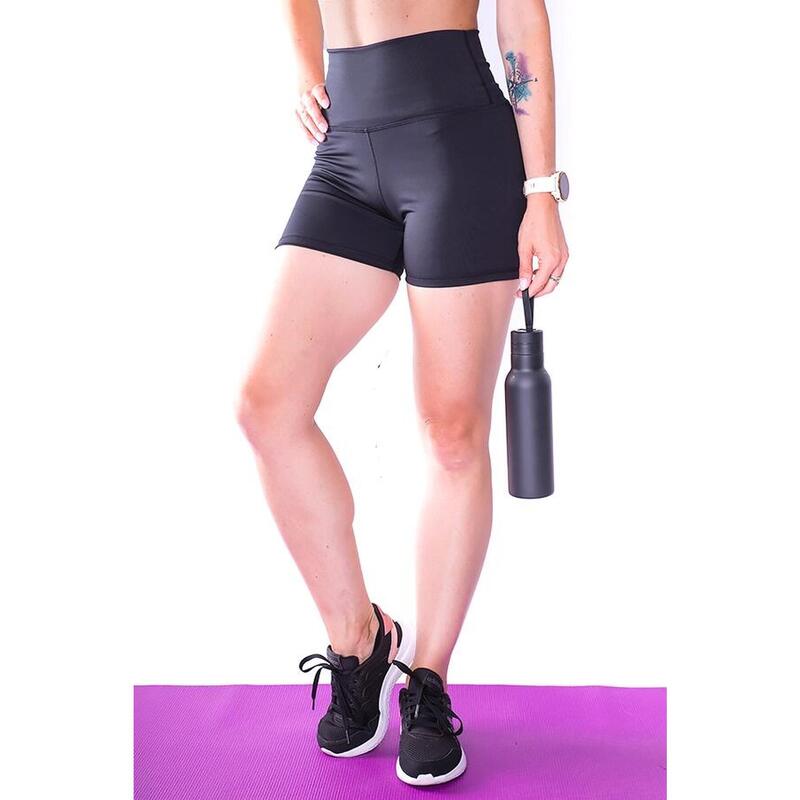 Szorty czarne damskie z wysokim stanem 2skin BASIC SHORTS BLACK