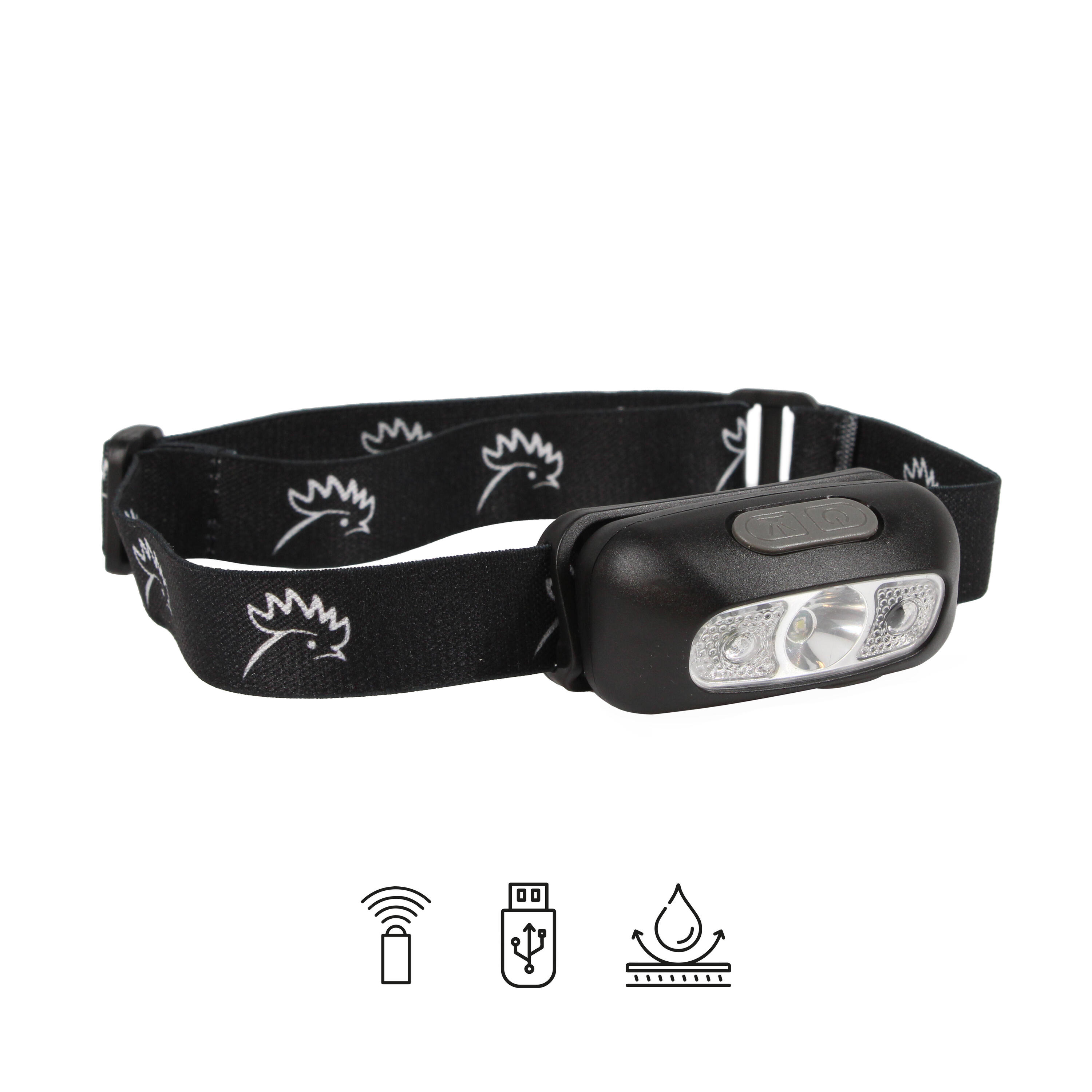 HEN SPORTSGEAR Lanterna de cabeça LED, recarregável USB, 2 modos com sensor de mão