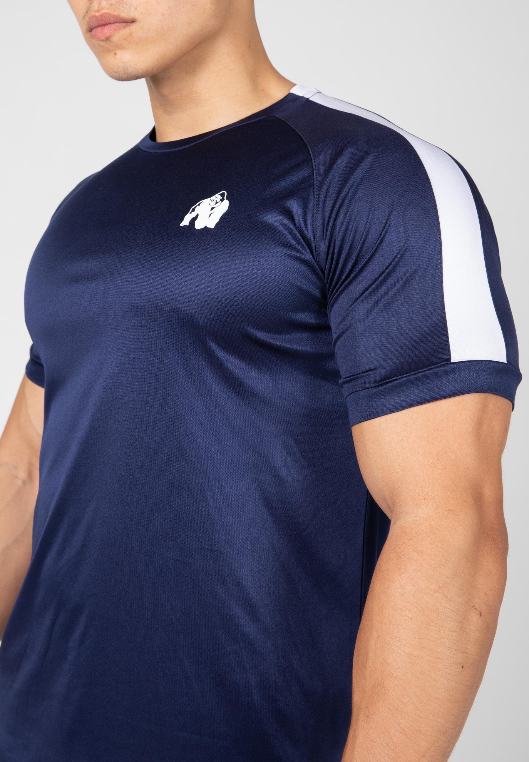 Camiseta Musculación Manga Corta Poliéster Hombre GORILLA WEAR Valdosta Azul 5/6