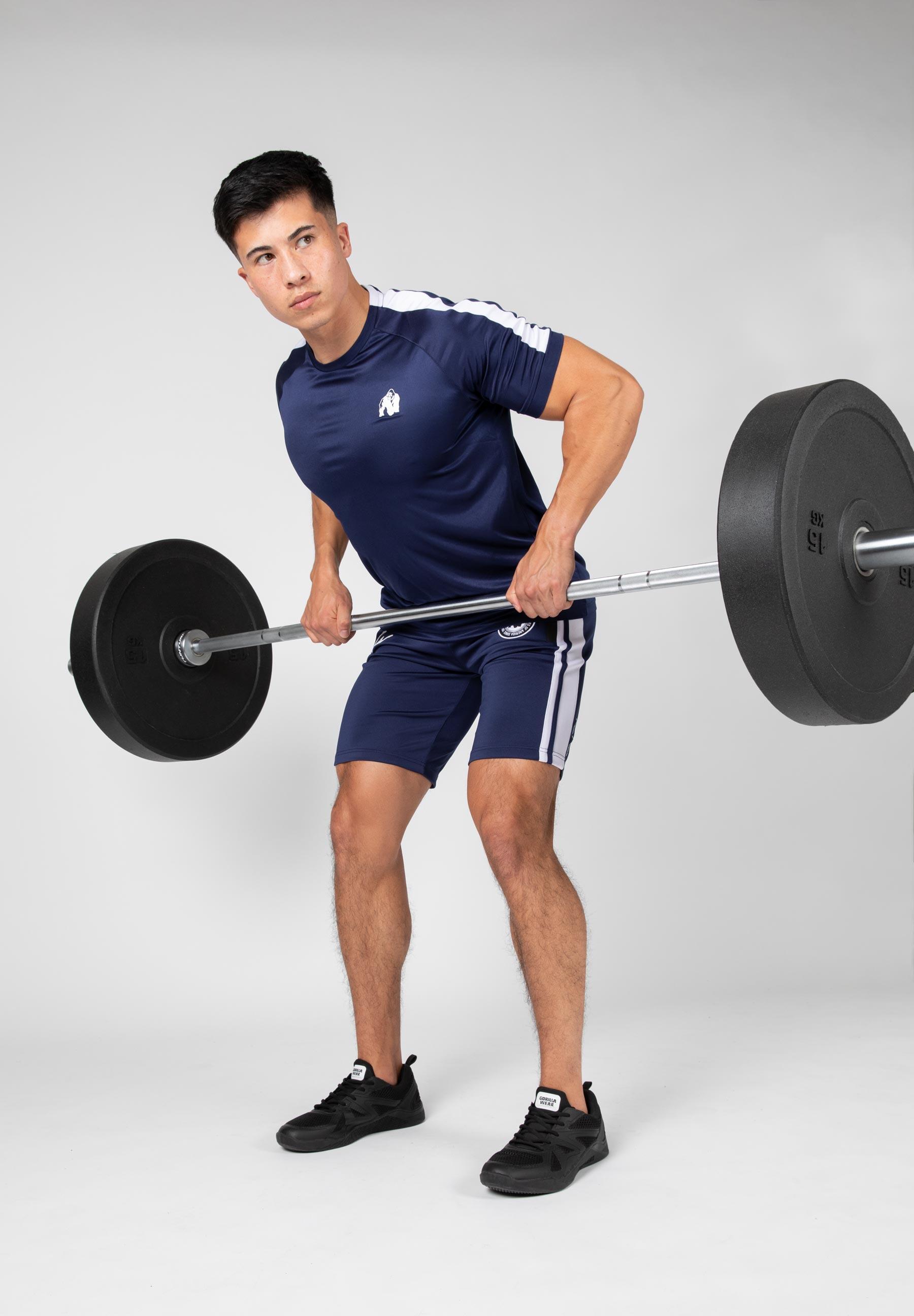 Camiseta Musculación Manga Corta Poliéster Hombre GORILLA WEAR Valdosta Azul 4/6