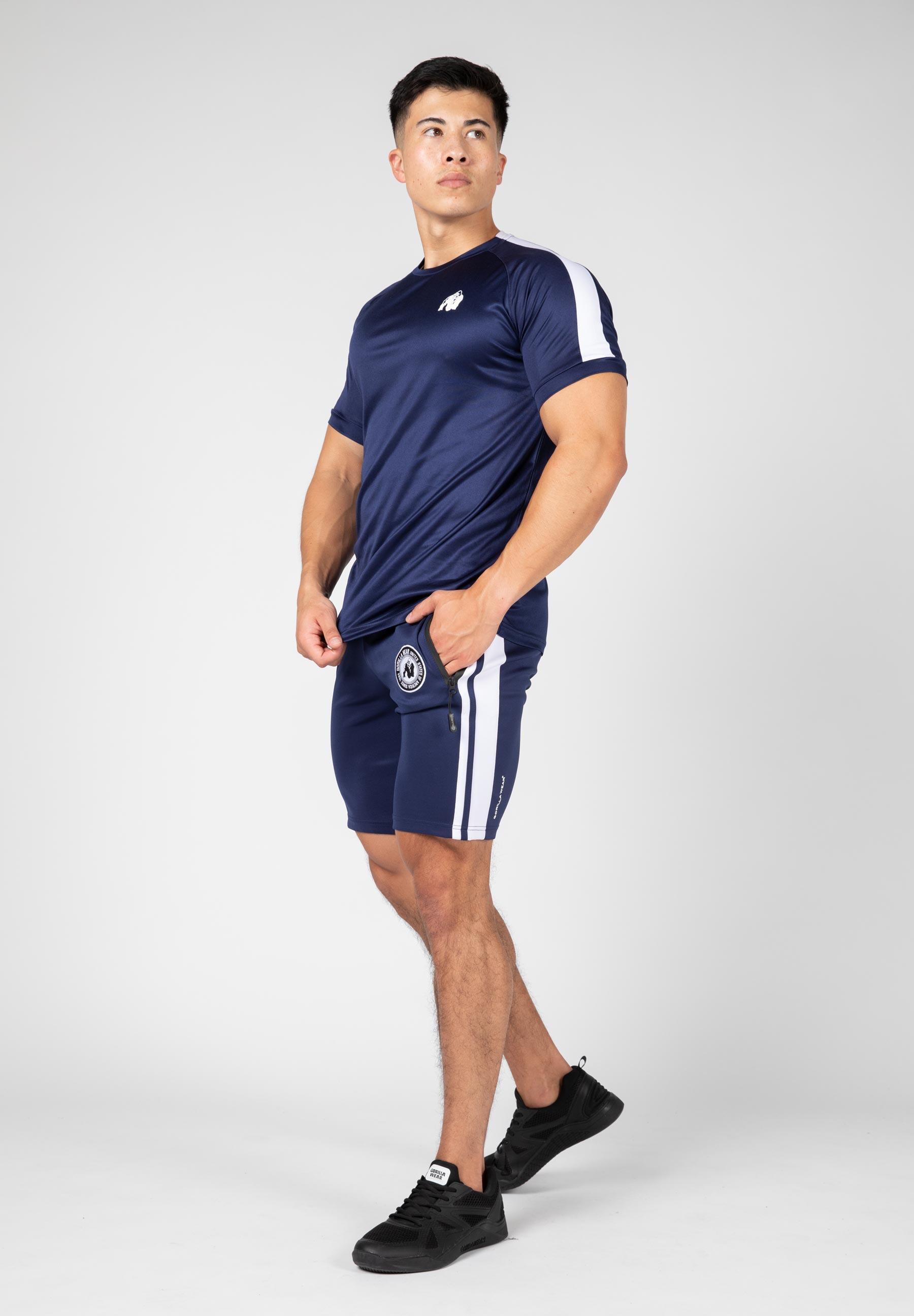 Camiseta Musculación Manga Corta Poliéster Hombre GORILLA WEAR Valdosta Azul 3/6