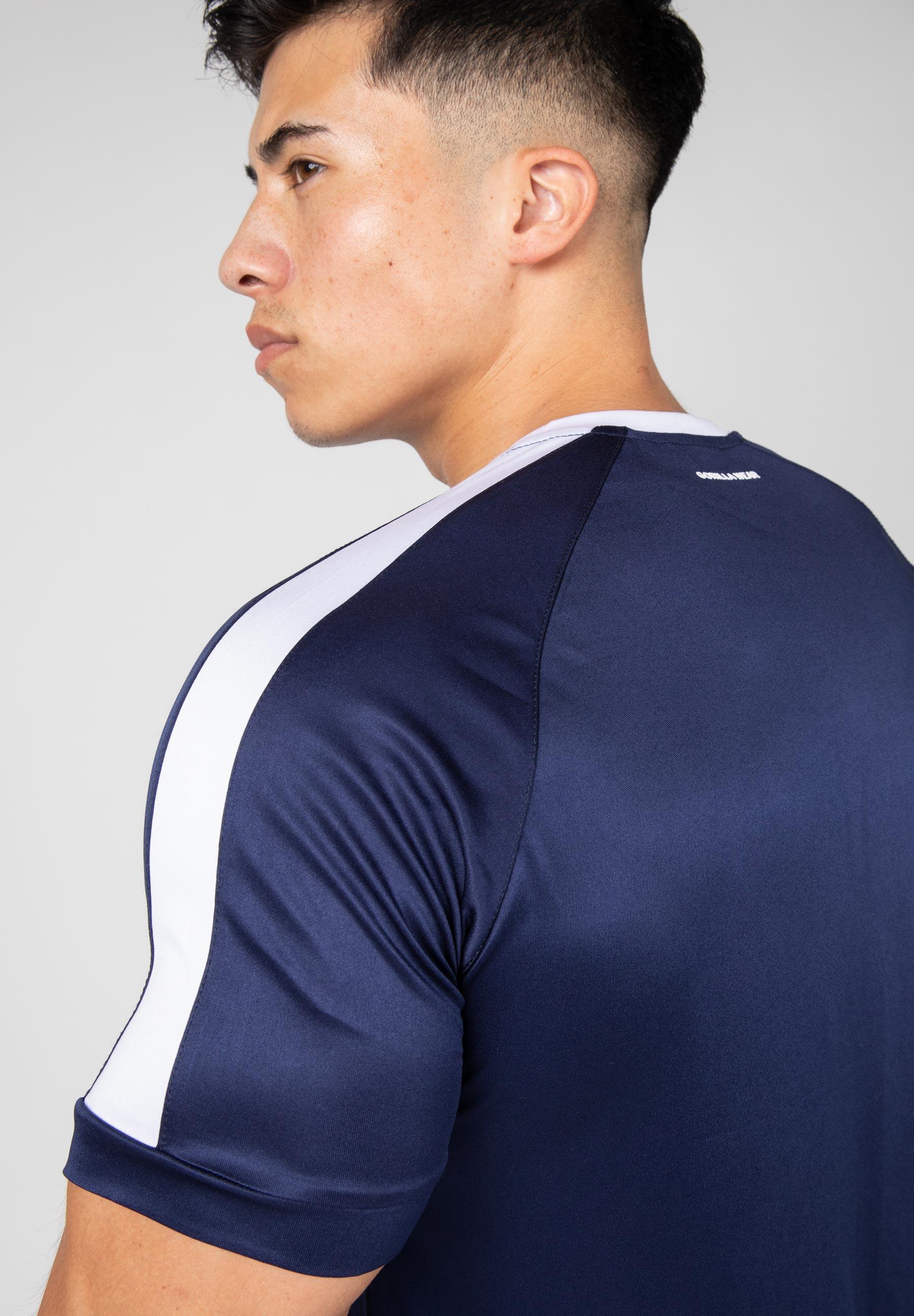 Camiseta Musculación Manga Corta Poliéster Hombre GORILLA WEAR Valdosta Azul 2/6