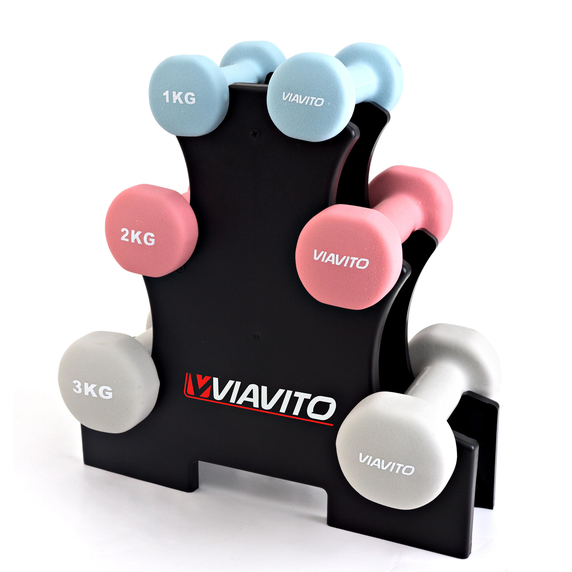 Viavito 12kg Dumbbell Weights Set with Stand 2/6