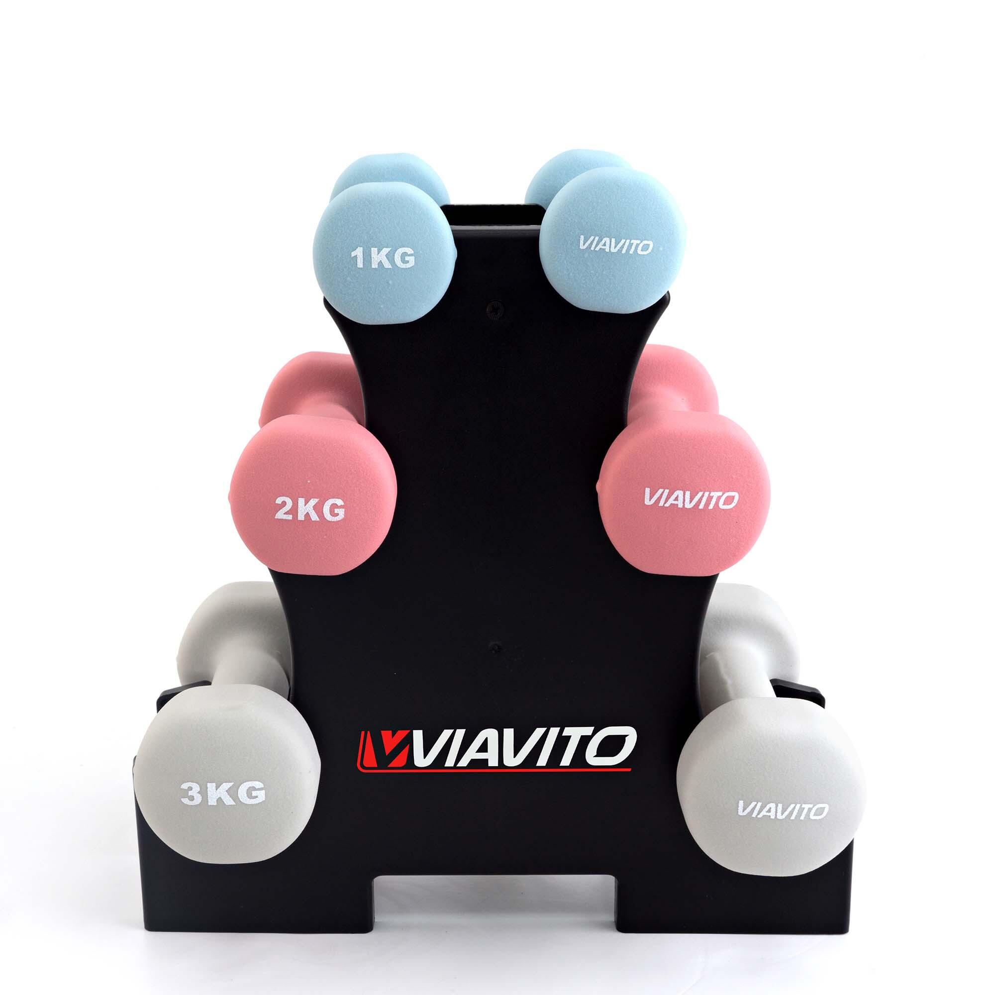 Viavito 12kg Dumbbell Weights Set with Stand 1/6