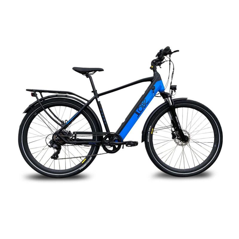 Elektrisches Herrenfahrrad, Trekkingrad, Yukon, 51 cm, 13,2 Ah, 7 Gang, blau