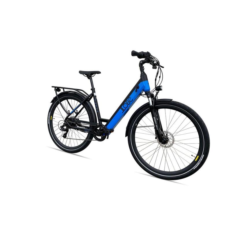 Vélo électrique femme, vélo de trekking, Yukon, 51 cm, 13,2 Ah, 7 vts, bleu