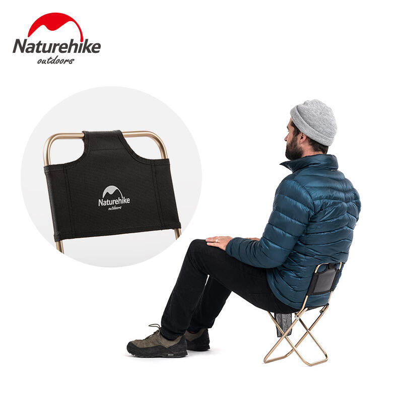 MZ01 Outdoor Folding Stool With Backrest - Black