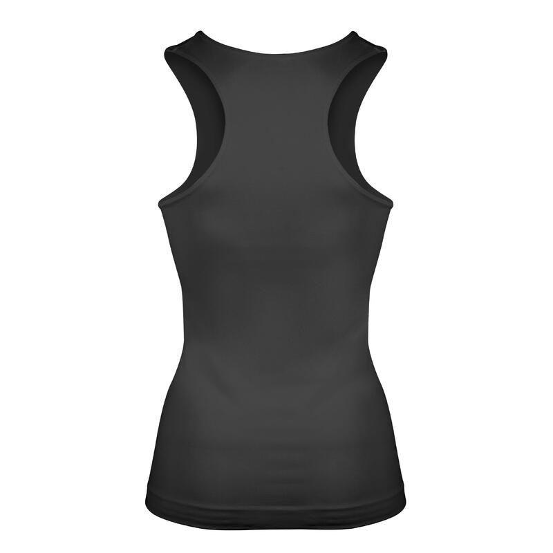 Camiseta técnica sin mangas mujer fitness running cardio yoga Q-Skin negra