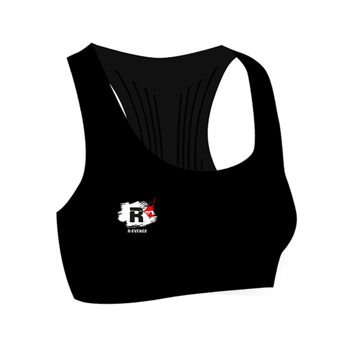 R-EVENGE Sport-BH / Top Damen für Joggen und Fitness Schutzband Schwarz