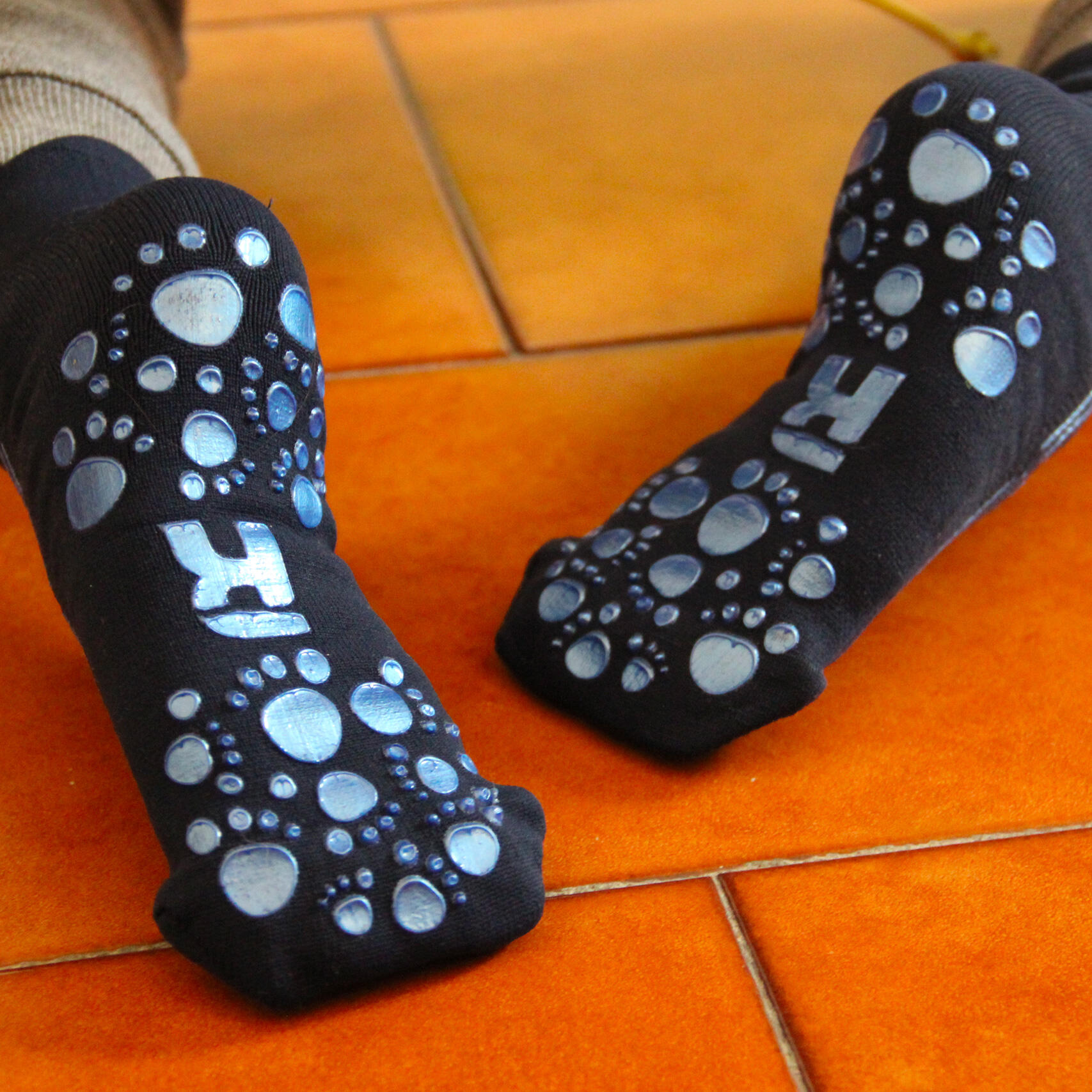 chaussettes gym enfants pour maison l'école antidérapantes antibactérien bleu 2/5