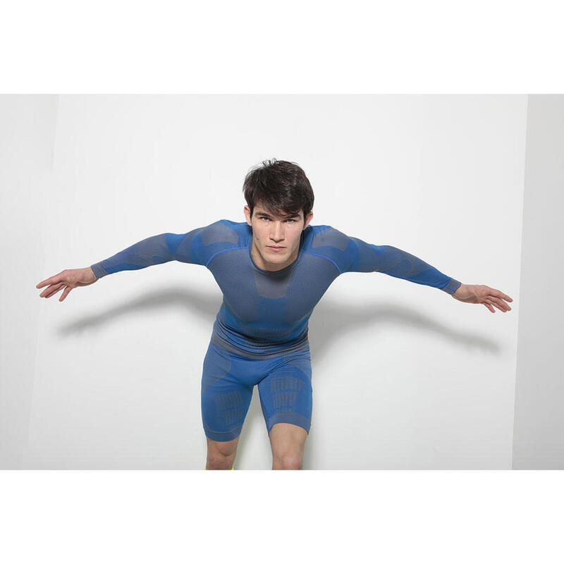 Pantaloncini tecnici intimo uomo Running Fitness termici traspiranti blu