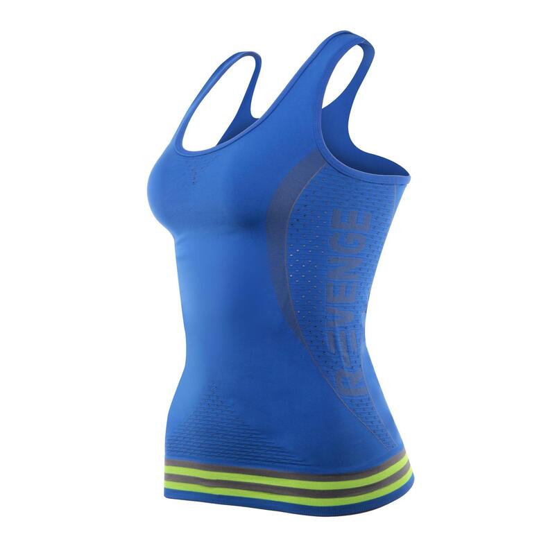 Camiseta técnica sin mangas mujer running fitness térmicos y transpirable azul