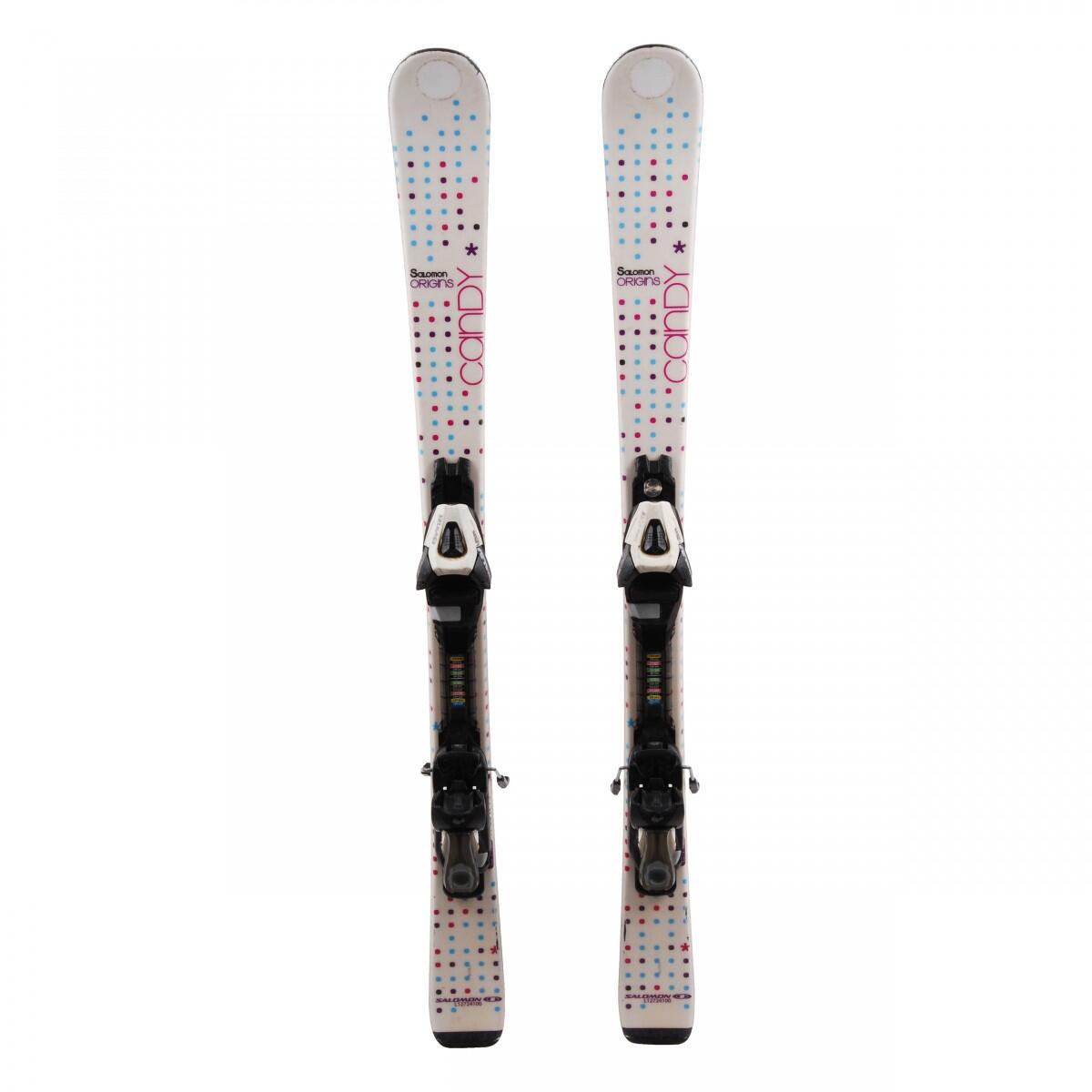 RECONDITIONNE - Ski Junior Salomon Origins Candy + Fixations - BON 1/4