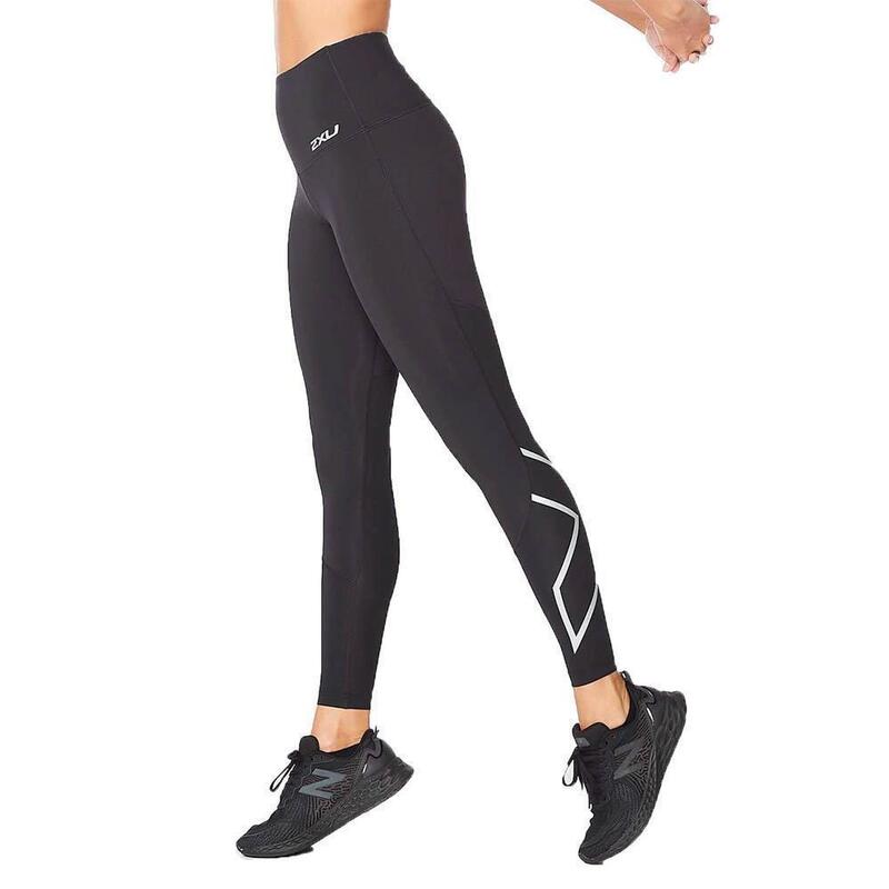 2XU Women's Motion Hi-Rise Compression Tights - Zwart/Zilver - Maat S