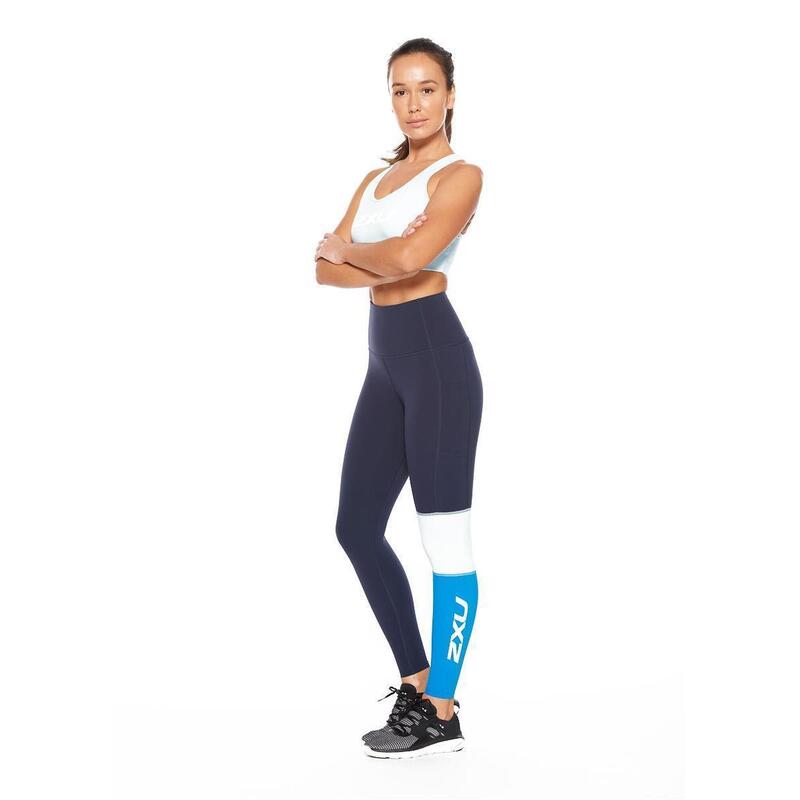 2XU Women's Form Block Hi-Rise Compression Tights - Midnight/ White - Taille M