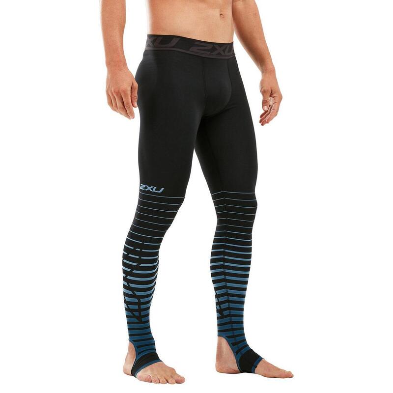 2XU Heren Power Recovery Compression Tights - Zwart/Denim - Maat XL