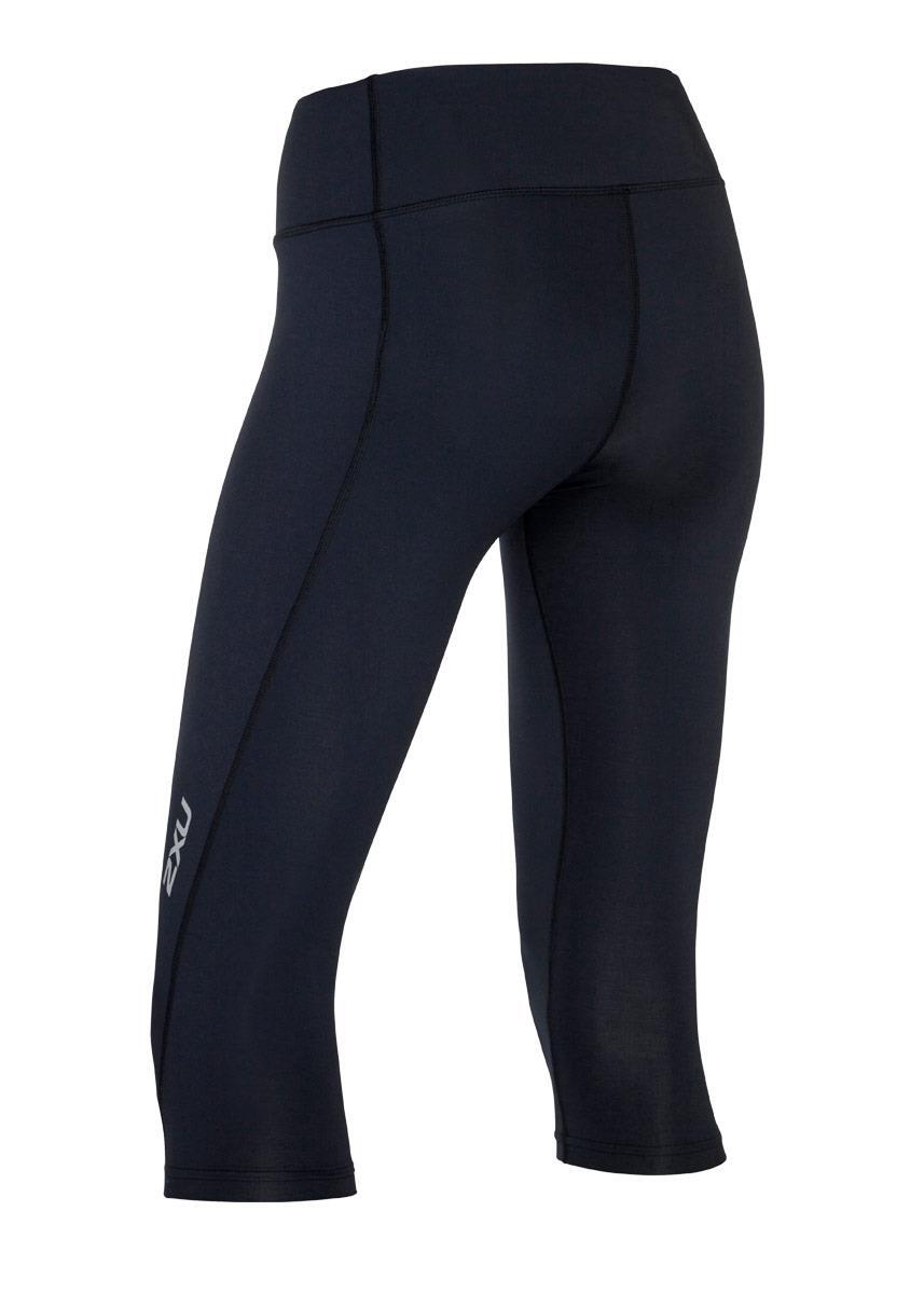 2XU Women's Mid-Rise Compression 3/4 Tights - Black/ Dotted Reflective Logo 3/4