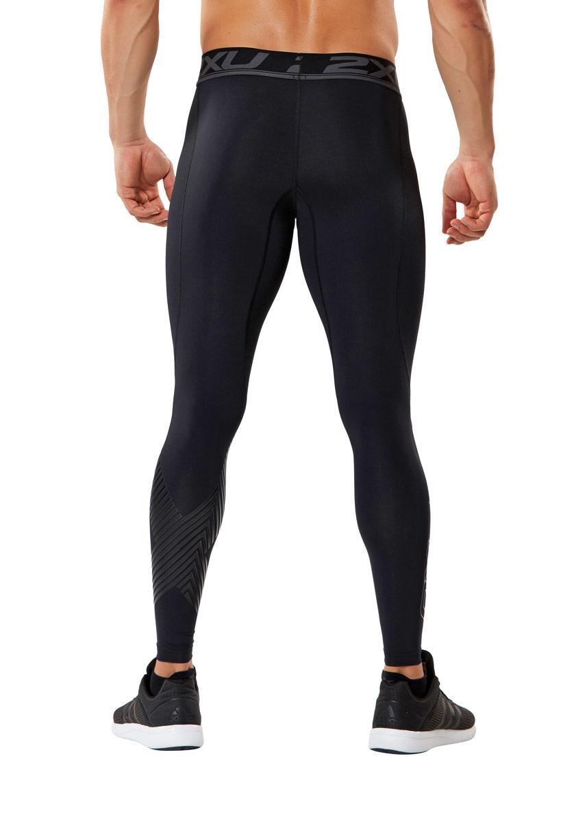 2XU Men's Accelerate Compression Tights - Black/Arrow Stripe Nero - Size S 2/5