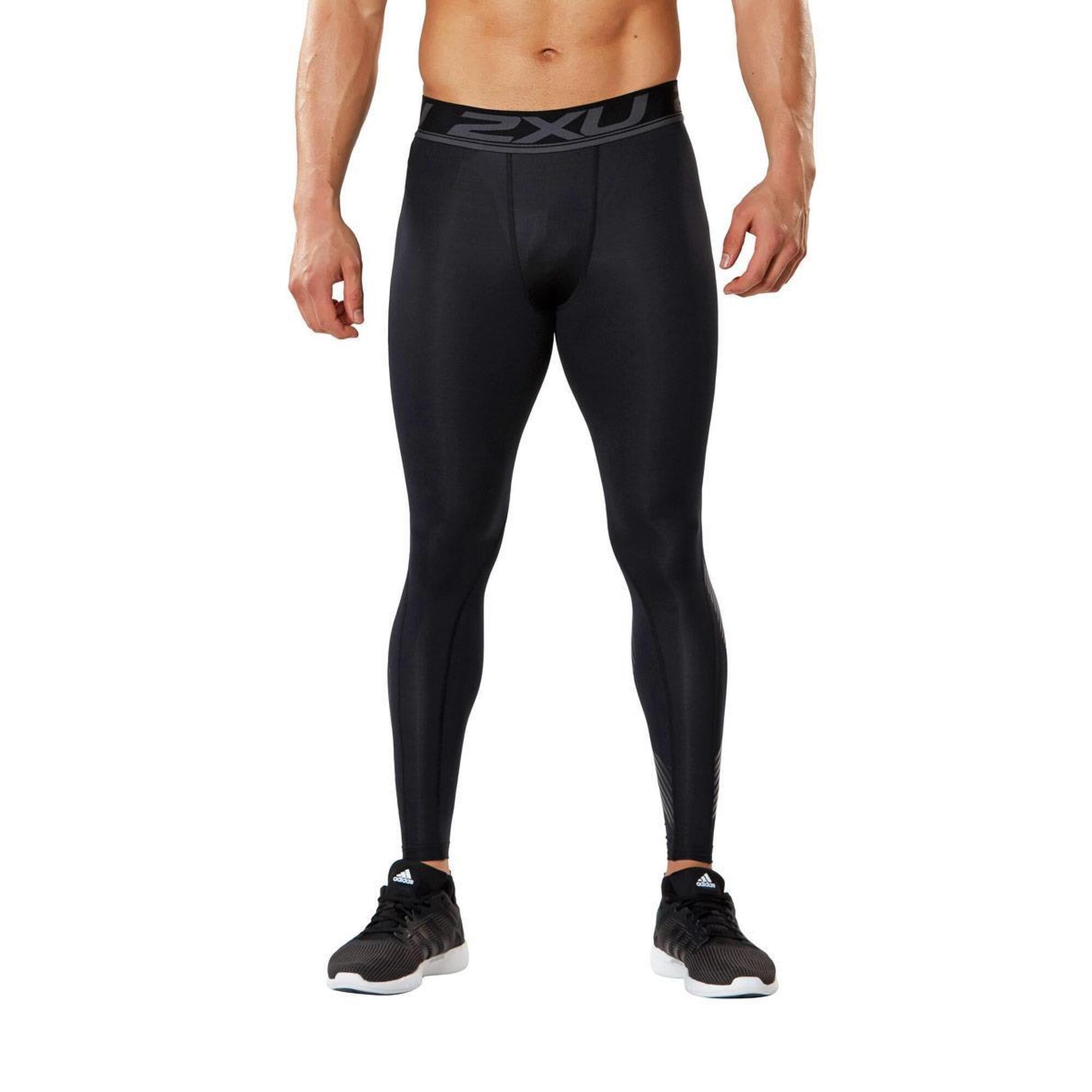 2XU Men's Accelerate Compression Tights - Black/Arrow Stripe Nero - Size S 1/5