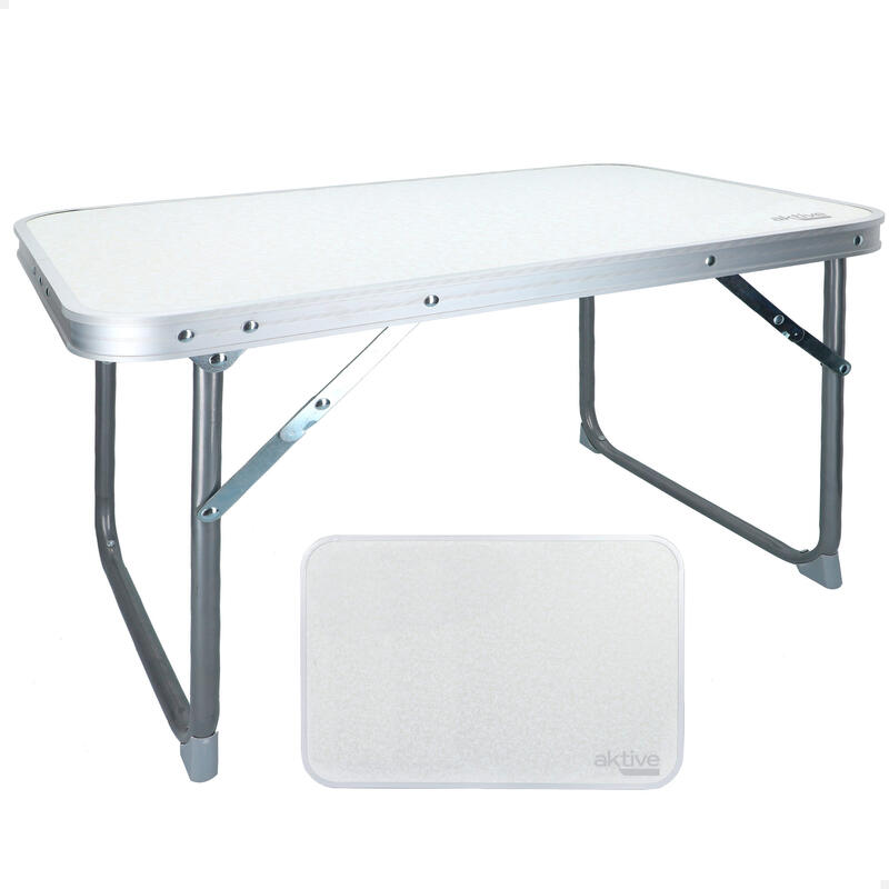 AKTIVE - Table Pliante . Table Basse Blanche en Aluminium  - 40x60x40 cm