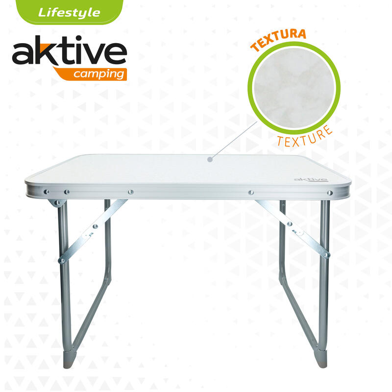 AKTIVE - Table Pliante . Table Basse Blanche en Aluminium  - 40x60x40 cm