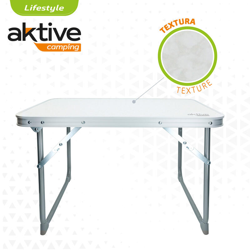 Mesa plegable baja Aktive Camping blanca - 40x60x40 cm