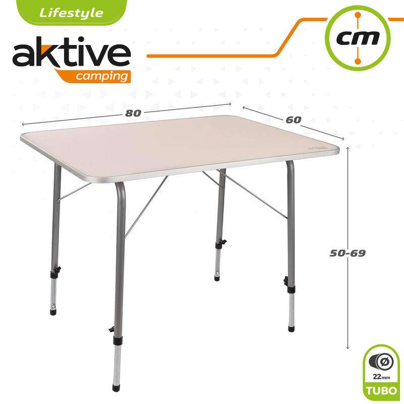 AKTIVE - Table Pliante en Aluminium Hauter Réglable, Table de Camping, Mauve