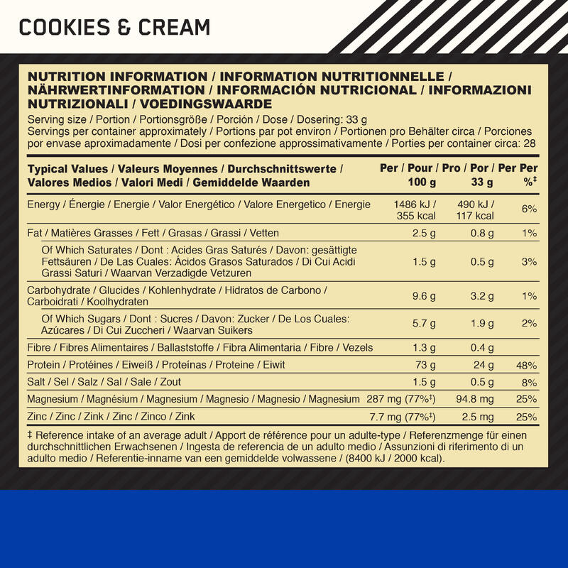 100% Caseina Gold Standard- 2Lbs (909Gr) Cookies e Creme da Optimum Nutrition