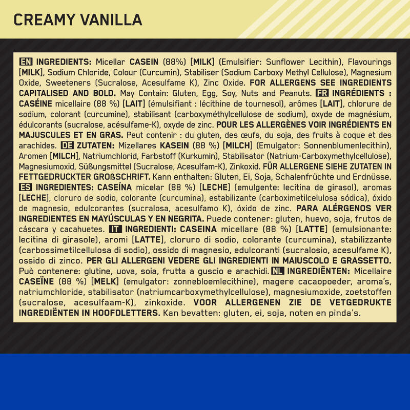 Gold Standard 100% Caseine Time Release Proteine – Vanilla – 55 Doseringen