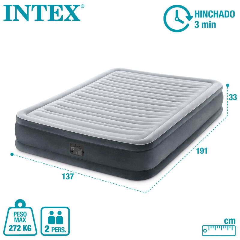 Intex 67768ND - Materasso Comfort Plush Autogonfiante, 137x191x33 cm